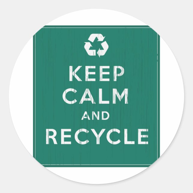 Sticker Rond Conserver le calme et le recyclage (Devant)