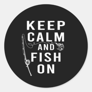 Sticker Rond Conserver Le Poisson Calme Sur Pêcheur Rod Fisher