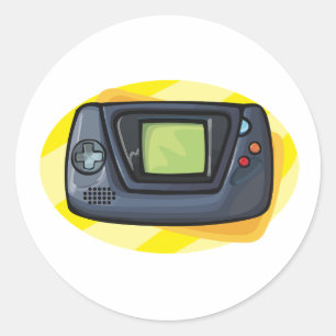 Sticker Rond Console de jeu portable rétro des années 90 pour j