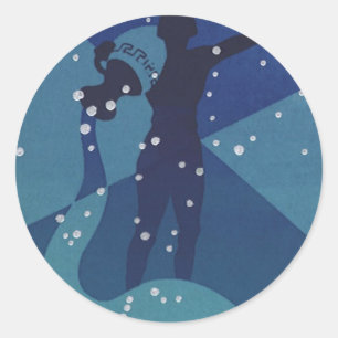 Sticker Rond Constellation Aquarius, Astrologie Vintage Zodiaqu