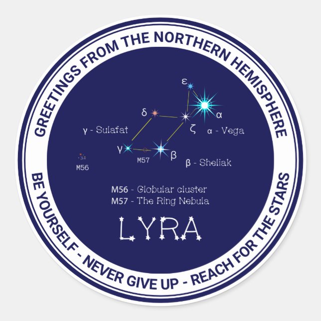 Sticker Rond Constellation de l'hémisphère Nord Lyra (Devant)