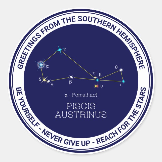 Sticker Rond Constellation de l'hémisphère Sud Piscis Austrinus (Devant)