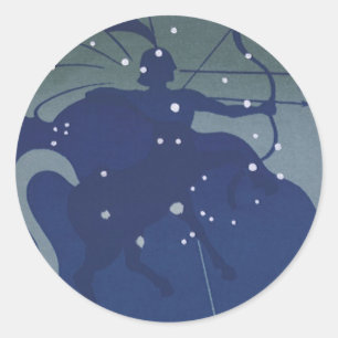 Sticker Rond Constellation du Sagittaire Astrologie Zodiaque Vi