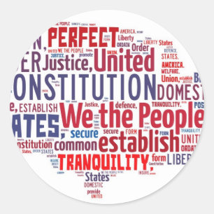 Sticker Rond Constitution des États-Unis en forme de USA