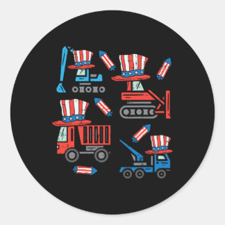 Sticker Rond Construction 4 juillet quatrième enfant garçons