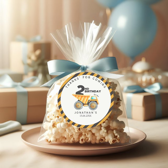 Sticker Rond Construction Birthday Party 2 Years (Créateur téléchargé)