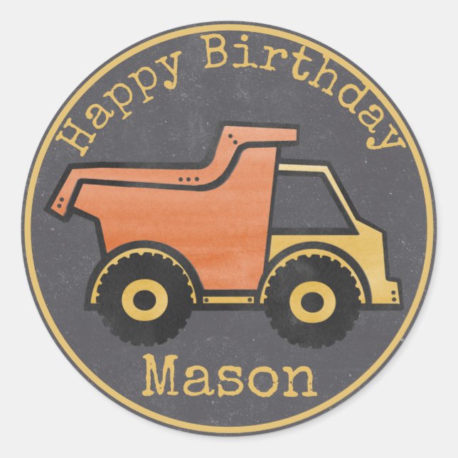 Sticker Rond Construction de camions de pompage Anniversaire (Devant)