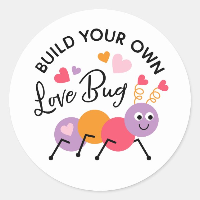 Sticker Rond Construire un amour Bug Playdough Valentine Étique (Devant)