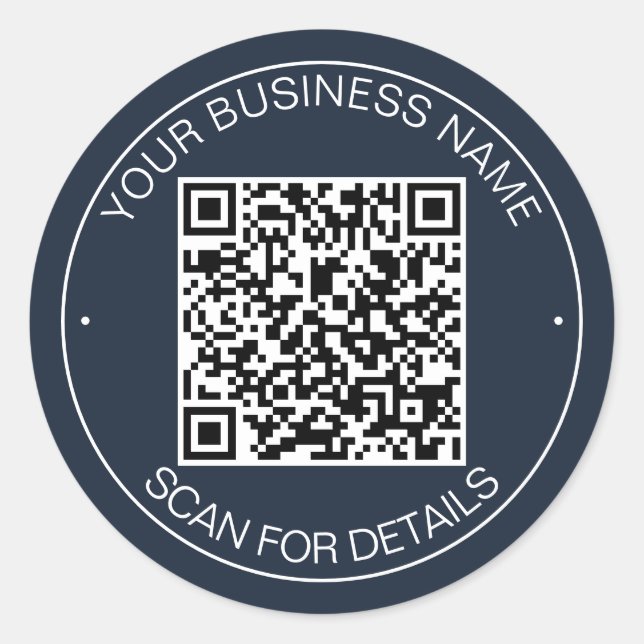 Sticker Rond Contact Smart Code QR bleu Marine (Devant)