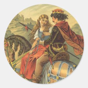 Sticker Rond Conte de fées victorien vintage, frère et sœur