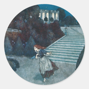 Sticker Rond Conte de fées vintage, Cendrillon par Edmund Dulac