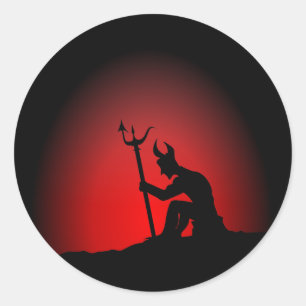 Sticker Rond Contemplation du diable