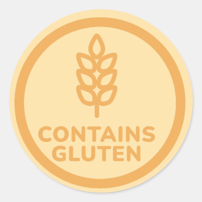 Sticker Rond Contenir Gluten Allergie Avertissement Celiac (Devant)
