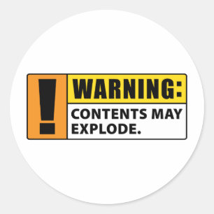 Sticker Rond Contenu de l'avertissement pouvant exploser