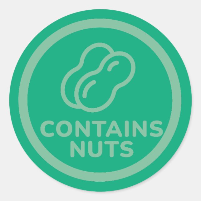 Sticker Rond Contient des noix Allergie Avertissement Arachide  (Devant)