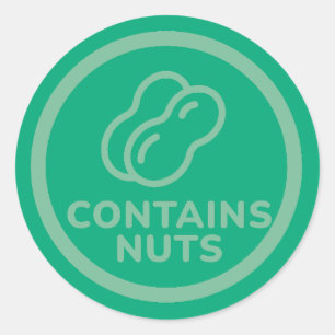 Sticker Rond Contient des noix Allergie Avertissement Arachide 
