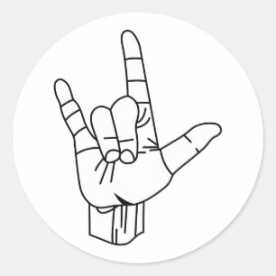 Sticker Rond Contour de langue des signes