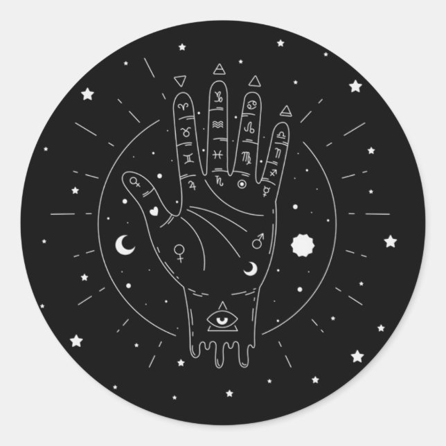 Sticker Rond Contre Fortune moderne Palmistie Mystique (Devant)