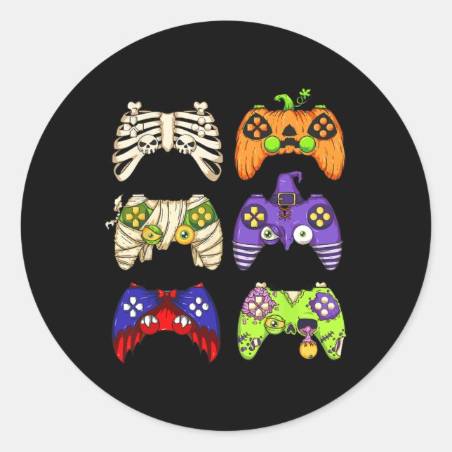 Sticker Rond Contrôleur de jeu Halloween Hommes Garçons Enfants (Devant)