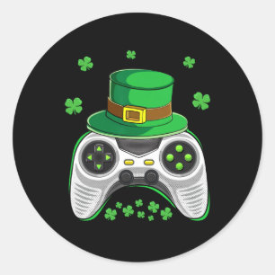 Sticker Rond Contrôleur de jeu Irish Gamer Boys Jour de la Sain