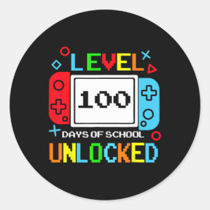 Sticker Rond Contrôleur De Jeu Niveau 100 Jours De L'École Déve