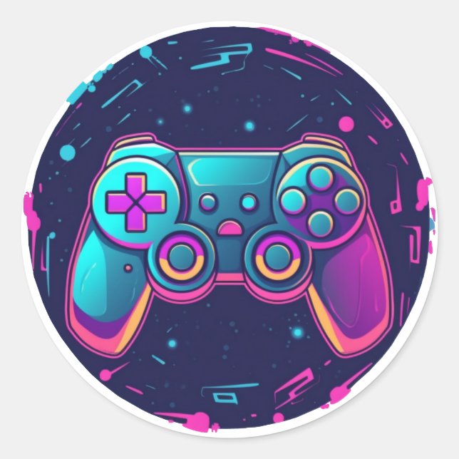 Sticker Rond Contrôleur de jeu vidéo (Devant)
