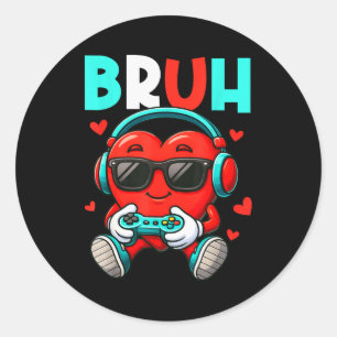Sticker Rond Contrôleur de jeu vidéo de la Saint-Valentin pour 