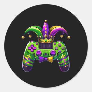 Sticker Rond Contrôleur de jeu vidéo Gras Jester Casquette Boy 
