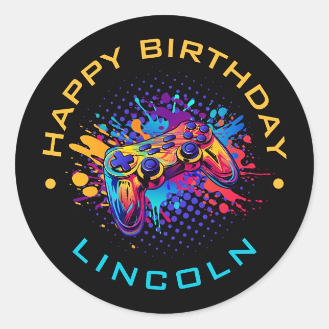 Sticker Rond Contrôleur de jeu vidéo Niveau supérieur (Devant)