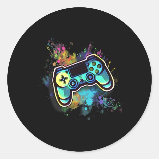 Sticker Rond Contrôleur De Jeu Vidéo Rétro Pour Hommes1 (Devant)