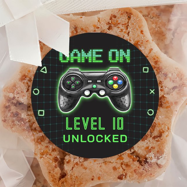 Sticker Rond Contrôleur de niveau de jeu vidéo vers le haut Ann (Créateur téléchargé)