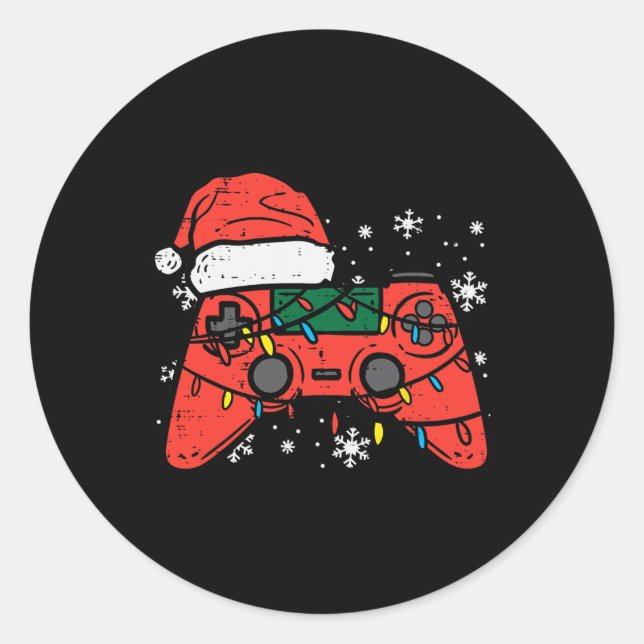 Sticker Rond Contrôleur Jeu de Noël Xmas Garçons Enfants Jeunes (Devant)