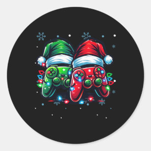 Sticker Rond Contrôleur Santa Hat Jeu de Noël Jeu de Noël X-mas