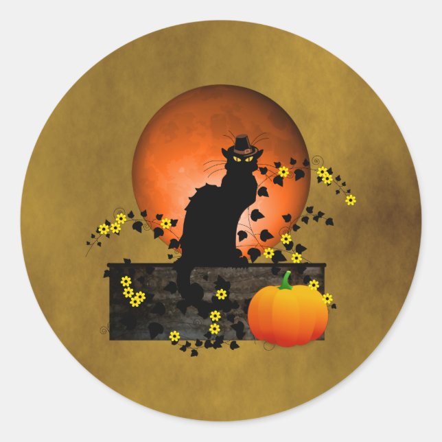 Sticker Rond Conversation Noir Thanksgiving (Devant)