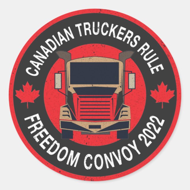 Sticker Rond Convoi de liberté de la réglementation canadienne  (Devant)
