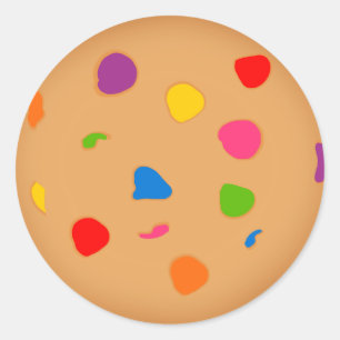 Sticker Rond Cookie au chocolat arc-en-ciel