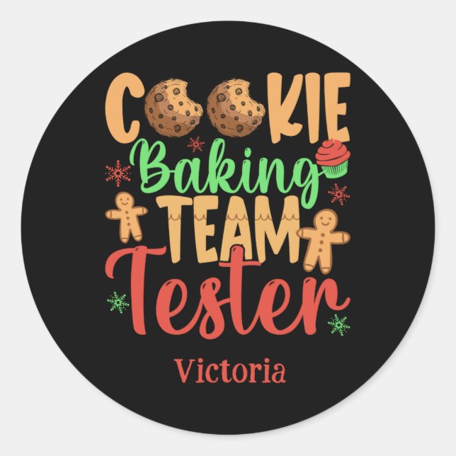 Sticker Rond Cookie Baking Team Tester Name Holiday Toddler T S (Devant)