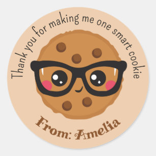 Sticker Rond Cookie intelligent Cadeaux d'enseignant personnali