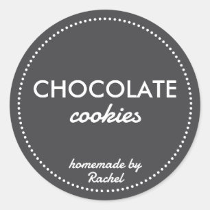 Sticker Rond Cookie Maison Simple Noir Vintage Moderne Rustique