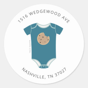 Sticker Rond Cookie Monster Bodysuit Baby shower Adresse