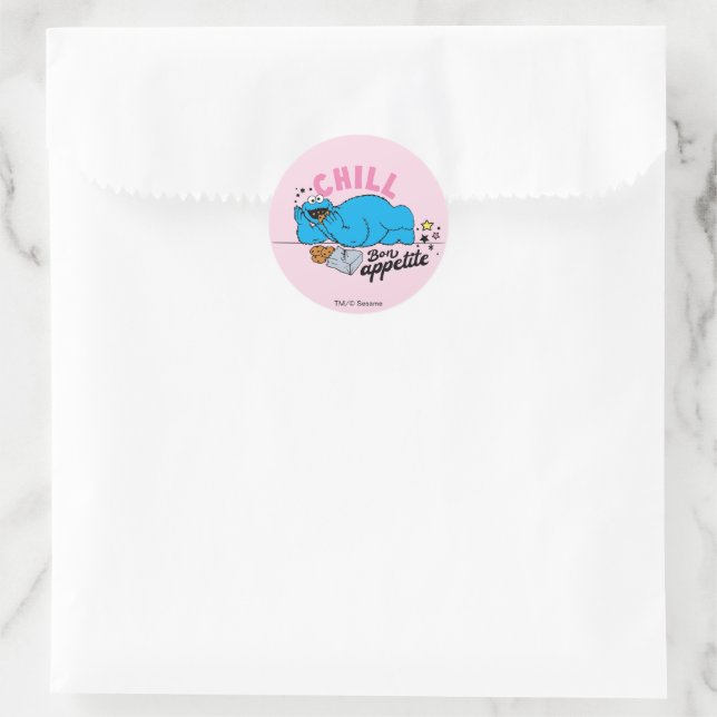Sticker Rond Cookie Monster | Bon appétit Chill (Sac)