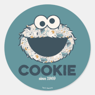 Sticker Rond Cookie Monster   Cookie depuis 1969