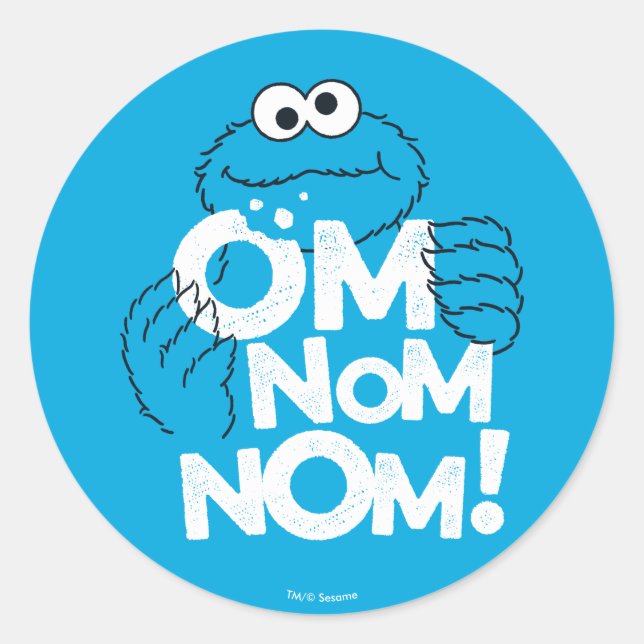 Sticker Rond Cookie Monster | Om Nom Nom ! (Devant)