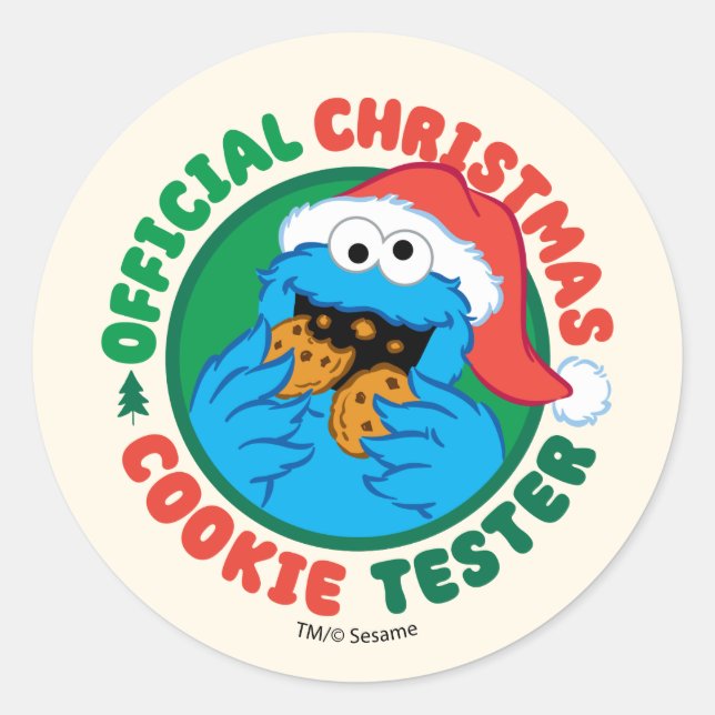 Sticker Rond Cookie Monster | Tester officiel de biscuits de No (Devant)