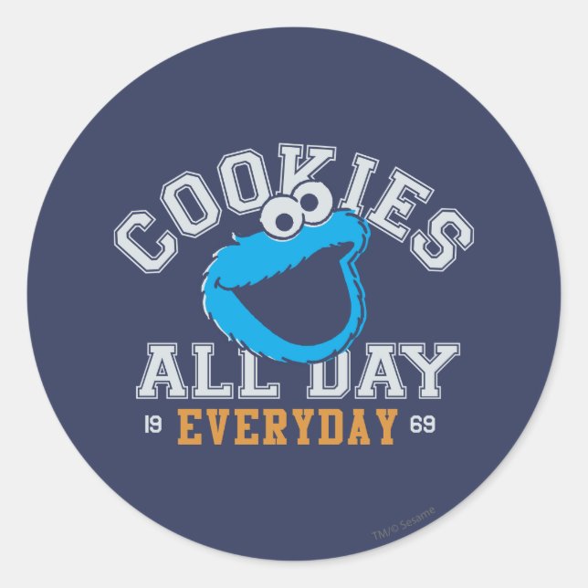 Sticker Rond Cookie Monster tous les jours (Devant)