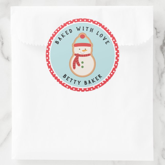 Sticker Rond Cookie Snowman givré | Cuit avec amour Classic R (Sac)