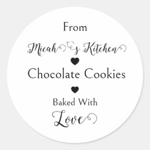 Sticker Rond Cookies au Chocolat Cuits avec Amour Moderne Simpl