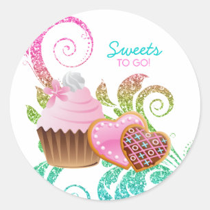 Sticker Rond Cookies Cupcake Bakery Cute Swirl parties scintill