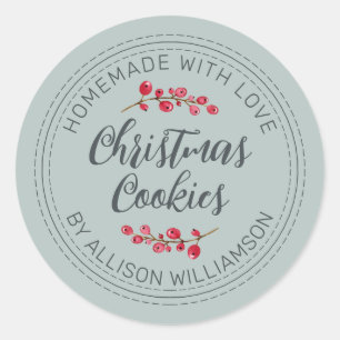 Sticker Rond Cookies de canneberge de Noël rustiques fait maiso