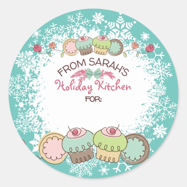 Sticker Rond Cookies de Noël cupcakes de la cuisine (Devant)